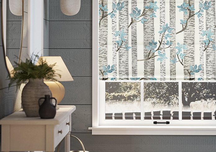 Birch Tree Velvet, Sky Blue - Roman Blind - Image 5